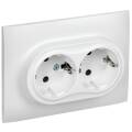 SKANDY Розетка 2-местная с заземлением с защитными шторками 16А в сборе SK-R07W арктический белый IE