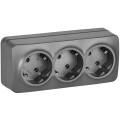 GLORY Розетка 3-местная для открытой установки с заземлением без защитных шторок 16А РС23-3-ХСм стал