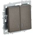 BRITE Выключатель 2-клавишный с индикацией для отелей 10А ВС10-2-9-БрТБ темная бронза IEK