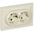BRITE Розетка 2-местная с заземлением с защитными шторками 16А в сборе РСш12-3-БрКр бежевый IEK