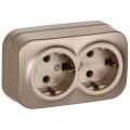 GLORY Розетка 2-местная для открытой установки с заземлением без защитных шторок 16А РС22-3-ХШм шамп