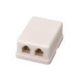 Розетка телефонная настенная, 2 порта RJ11/6P4C, REXANT 03-0002