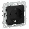 FLITE Розетка с заземлением с защитными шторками безвинтовое крепление 16А РСш11-1-ФлЧ черный IEK