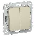 FLITE Выключатель 2-клавишный 10А ВС12-1-0-ФлШ шампань IEK