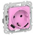 FLITE Розетка 1-местная с заземлением с защитными шторками 16А с USB A+A 3,1А РСЮша11-0-ФлПр пурпурн
