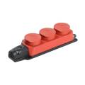 Розетка 3-местная с з/к, IP44, красная, IEK PKR61-016-2-K04