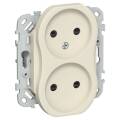 FLITE Розетка 2-местная без заземления с защитными шторками безвинтовое крепление 10А РСш02-1-ФлСл с