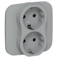 FLITE Розетка 2-местная с заземлением без защитных шторок 16А РС12-0-А-ФлС серый IEK