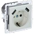 BRITE Розетка 1-местная с заземлением с защитными шторками 16А с USB A+A 5В 2,1А РЮш10-1-БрЖ жемчуг 