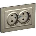 BRITE Розетка 2-местная без заземления без защитных шторок 10А в сборе РС12-2-БрШ шампань IEK