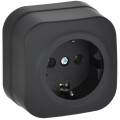 GLORY Розетка 1-местная для открытой установки с заземлением без защитных шторок 16А РС20-3-ХЧм черн