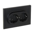 Розетка 2-местная с заземлением без защ. шторок, 16А FP124, черная, IEK FP-R21-16-1-K02