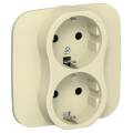 FLITE Розетка 2-местная с заземлением без защитных шторок безвинтовое крепление 16А РС12-1-А-ФлН нав