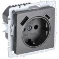 BRITE Розетка 1-местная с заземлением с защитными шторками 16А с USB A+C 18Вт РЮш11-1-БрС сталь IEK