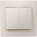 KVARTA Выключатель 2-клавишный 10А кер. ВС10-2-0-Км кремовый GENERICA