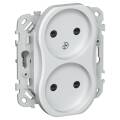 FLITE Розетка 2-местная без заземления с защитными шторками 10А РСш02-0-ФлЖ жемчуг IEK