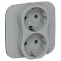 FLITE Розетка 2-местная с заземлением с защитными шторками безвинтовое крепление 16А РСш12-1-А-ФлС с