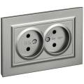 BRITE Розетка 2-местная без заземления без защитных шторок 10А в сборе РС12-2-БрС сталь IEK