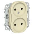FLITE Розетка 2-местная без заземления с защитными шторками безвинтовое крепление 10А РСш02-1-ФлН на