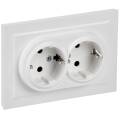 BRITE Розетка 2-местная с заземлением с защитными шторками 16А в сборе РСш12-3-БрАБ арктический белы
