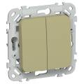 FLITE Выключатель 2-клавишный кнопочный 10А ВС12-2-0-ФлО оливковый IEK