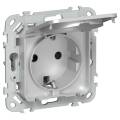 FLITE Розетка с заземлением с защитными шторками и крышкой 16А IP44 РСшкр11-0-44-ФлА алюминий IEK