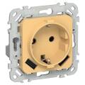 FLITE Розетка 1-местная с заземлением с защитными шторками 16А с USB A+A 3,1А РСЮша11-0-ФлЗ золотарн