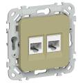 FLITE Розетка 2-местная RJ45/RJ11 категория 5Е/3 UTP РКТ5е/3-2-0-ФлО оливковый IEK