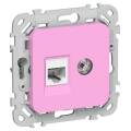 FLITE Розетка 2-местная RJ45/TV категория 5Е UTP РКТВ5е-2-0-ФлПр пурпурный IEK