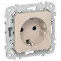 FLITE Розетка с заземлением с защитными шторками 16А РСш11-0-ФлЛ льняной IEK