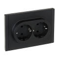 Розетка 2-местная с заземлением с защ. шторками, 16А FP123, черная, IEK FP-R24-16-1-K02