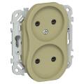 FLITE Розетка 2-местная без заземления с защитными шторками безвинтовое крепление 10А РСш02-1-ФлО ол