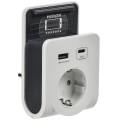 Адаптер Т-03/01 1 место 2P+PE 16А 2хUSB A+C 20Вт с подставкой бело-черный IEK