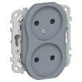 FLITE Розетка 2-местная без заземления с защитными шторками безвинтовое крепление 10А РСш02-1-ФлМ ма