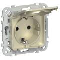FLITE Розетка с заземлением с защитными шторками и крышкой 16А IP44 РСшкр11-0-44-ФлШ шампань IEK