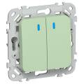 FLITE Выключатель 2-клавишный кнопочный с индикацией 10А ВС12-2-1-ФлФ фисташковый IEK