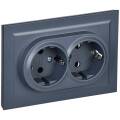 BRITE Розетка 2-местная с заземлением без защитных шторок 16А в сборе РС12-3-БрМ маренго IEK