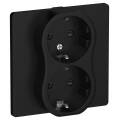 FLITE Розетка 2-местная с заземлением с защитными шторками 16А РСш12-0-К-ФлЧ черный IEK