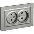 BRITE Розетка 2-местная без заземления с защитными шторками 10А в сборе РСш12-2-БрС сталь IEK