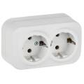 GLORY Розетка 2-местная для открытой установки с заземлением без защитных шторок 16А РС22-3-ХБм белы