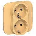 FLITE Розетка 2-местная с заземлением без защитных шторок 16А РС12-0-А-ФлЗ золотарник IEK