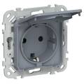 FLITE Розетка с заземлением с защитными шторками и крышкой 16А IP44 РСшкр11-0-44-ФлМ маренго IEK