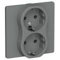 FLITE Розетка 2-местная с заземлением с защитными шторками 16А РСш12-0-К-ФлМА мокрый асфальт IEK