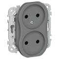 FLITE Розетка 2-местная без заземления без защитных шторок 10А РС02-0-ФлМА мокрый асфальт IEK