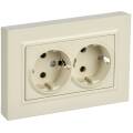 BRITE Розетка 2-местная с заземлением с защитными шторками плоская 16А в сборе РСшПл12-3-БрКр бежевы