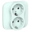 FLITE Розетка 2-местная с заземлением с защитными шторками 16А РСш12-0-А-ФлХЛ холодный лед IEK