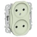 FLITE Розетка 2-местная без заземления с защитными шторками безвинтовое крепление 10А РСш02-1-ФлП па