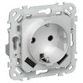 FLITE Розетка 1-местная с заземлением с защитными шторками 16А с USB A+A 3,1А РСЮша11-0-ФлА алюминий
