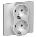 FLITE Розетка 2-местная с заземлением с защитными шторками безвинтовое крепление 16А РСш12-1-К-ФлА а