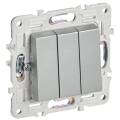 SKANDY Выключатель 3-клавишный 10А SK-V11S серебряный IEK
